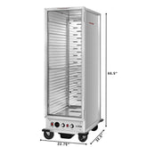 33 in. Commercial Non-Insulated Glass Door Heated Holding/Proofing Cabinet with 36-Pan Capacity in Silver (KM-CHP36-SNGL)